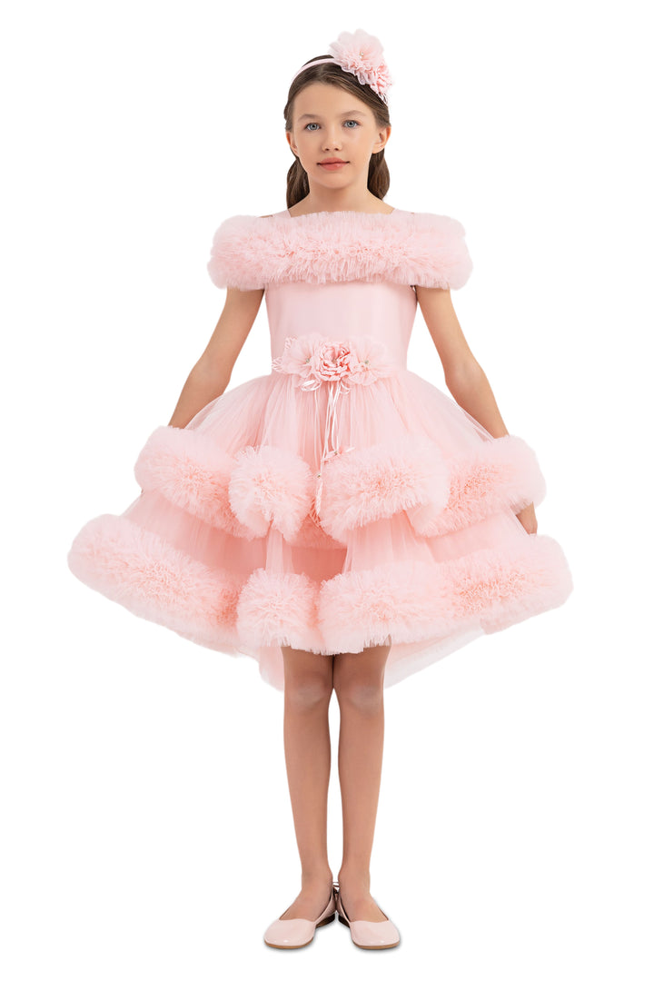 Flower Girl Dress: Girls Pink Ruffle Dress - Mia Bambina Boutique