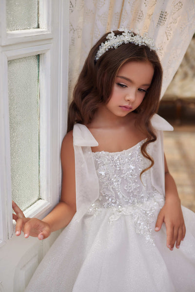 Birthday Dresses: 3617 Girls Gold Dress with Multicolored Gems 3T-4T/Rose Gold - Mia Bambina Boutique