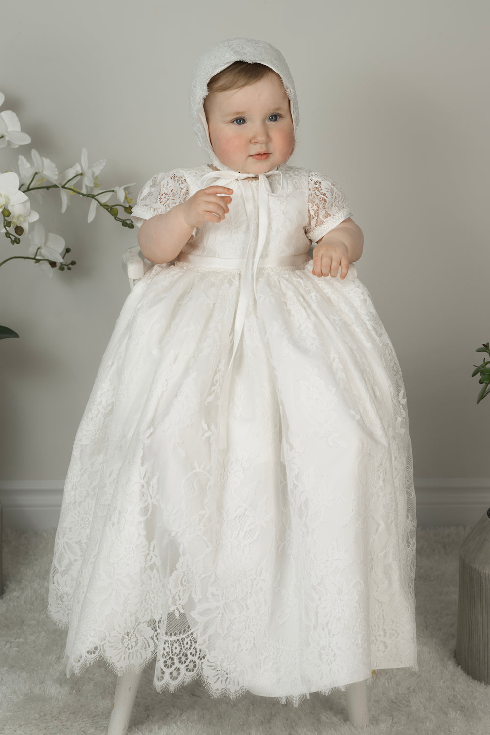 Iris Christening Gown for Baby Girls – Classic Lace Baptism Dress