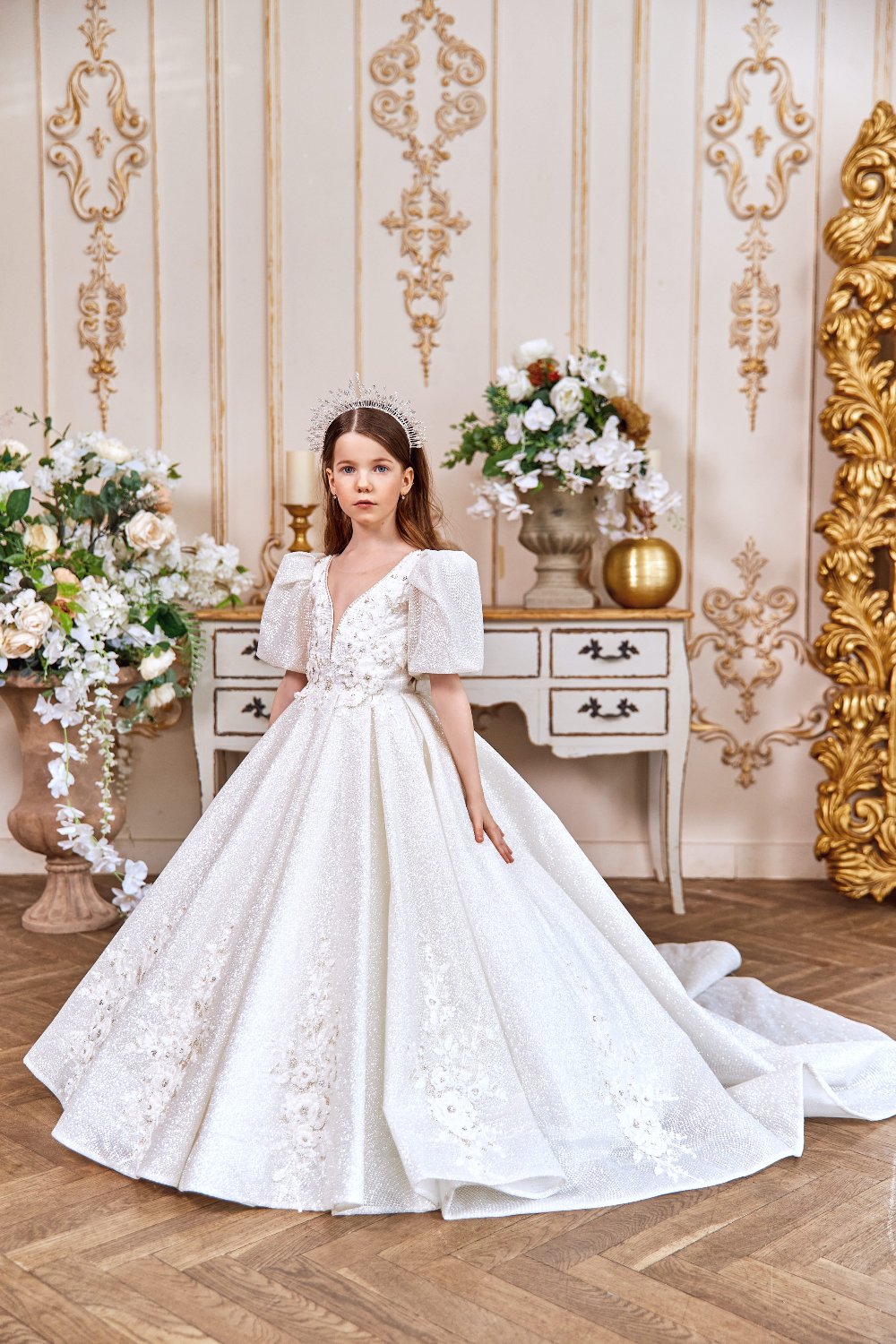 Buy Royal Flower Lace and Glitter Gown | Mia Bambina Boutique PREORDER 12