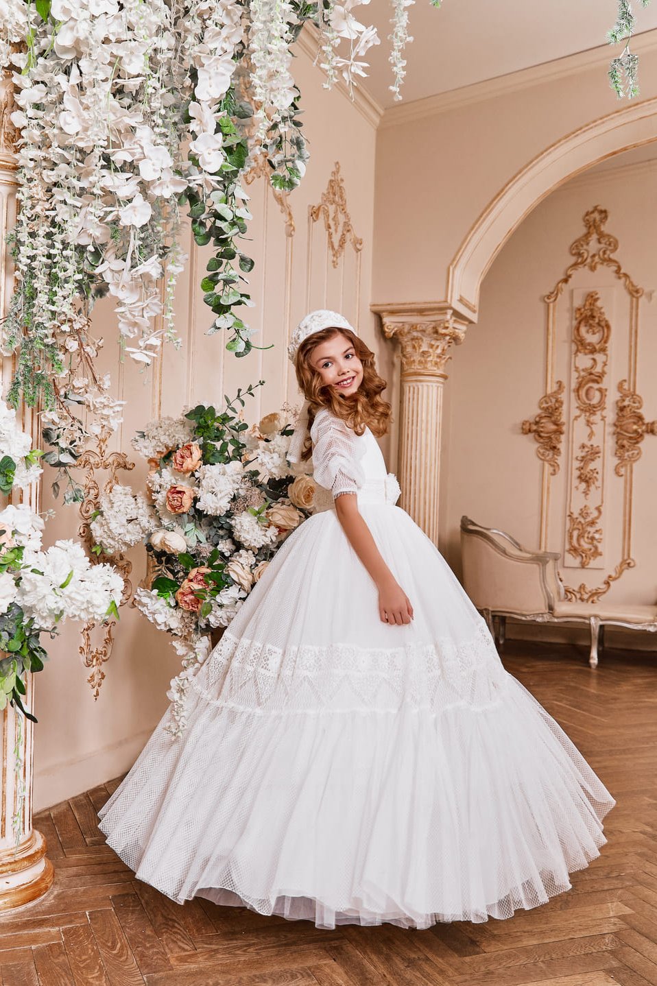 Ball Gown Linen Communion Dress Ball Gown First Communion Dress 21139  Pre-Order 7-8 Years