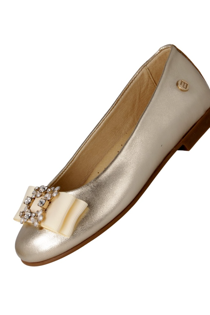 Gold Flats Shoes with a Sparkly Brooch Bowknot US 6.5Y (EU 39) / Gold Gold Flats Shoes with a Sparkly Brooch Bowknot US 6.5Y (EU 39) / Gold