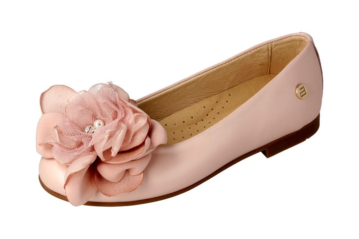 Pink Ballet Flat Shoes with Flower Brooch by Andanines Mia Bambina Boutique Canada