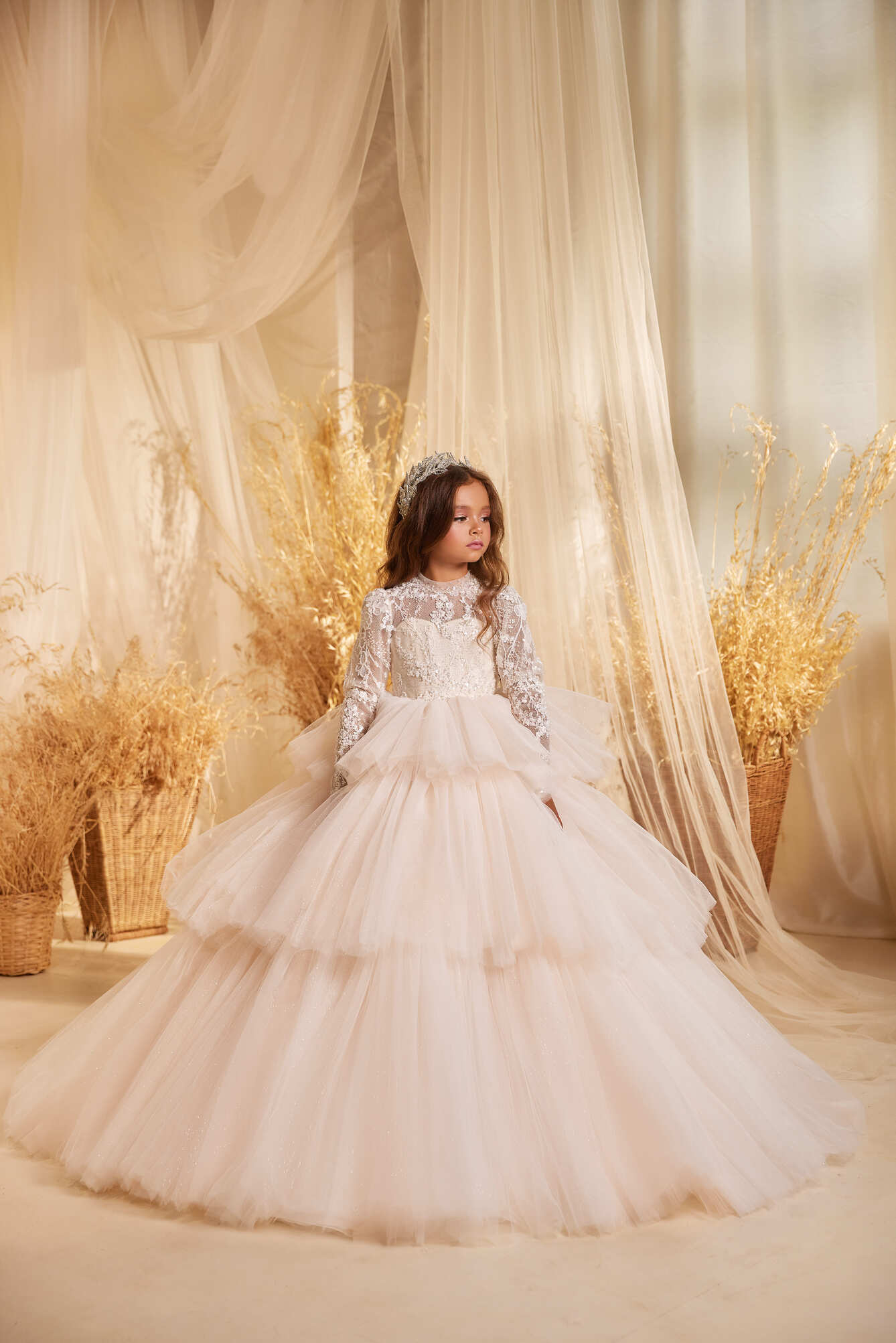 Princess Ball Gown Flowergirl Dress for Wedding Custom Size / Blush Princess Ball Gown Flowergirl Dress for Wedding Custom Size / Blush
