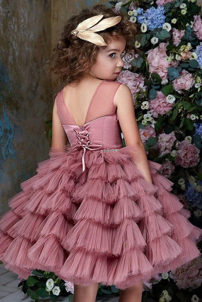 Prom Dress: 2360 Girls Rhinestone Trim Tulle Tutu Dress - Mia Bambina Boutique