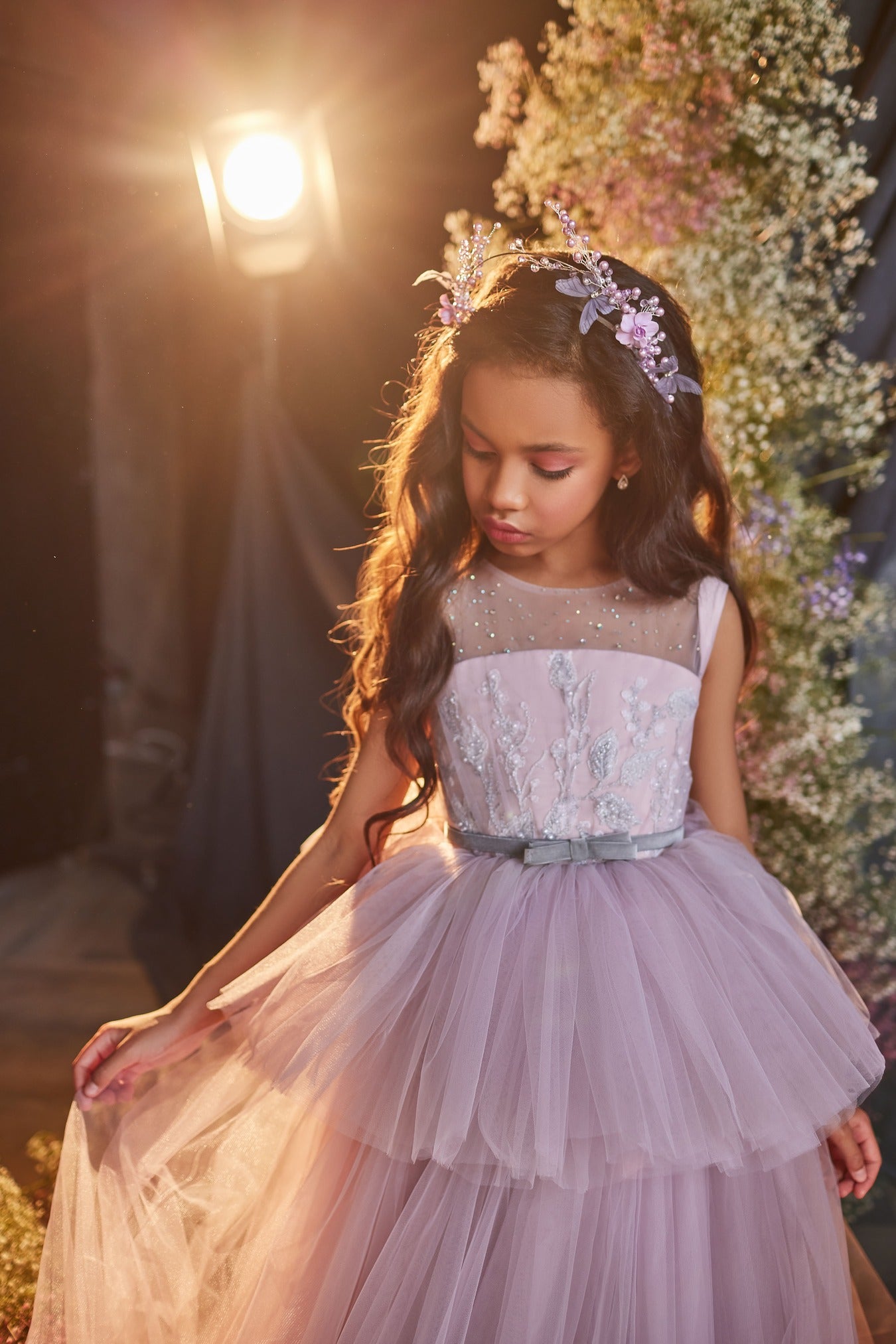 3204 Sleeveless Tiered Maxi Dress 12 Years / Lilac