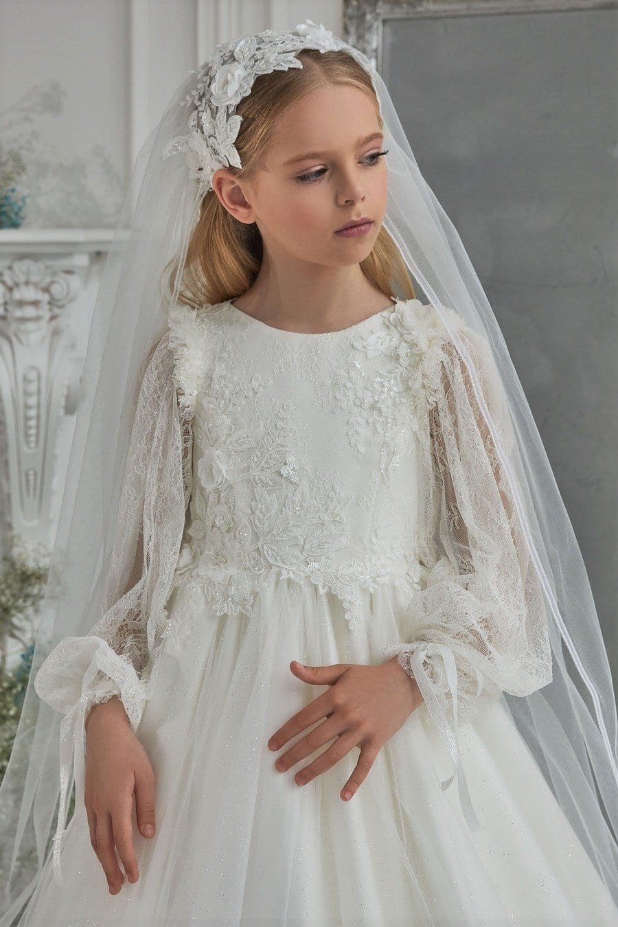 communion dresses cotton First Communion White Dress (P269) 12