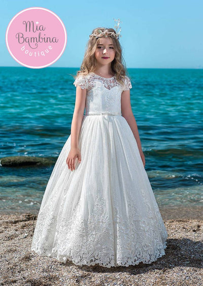 An Adorable First Communion Dress in Guipure Lace - Mia Bambina Boutique