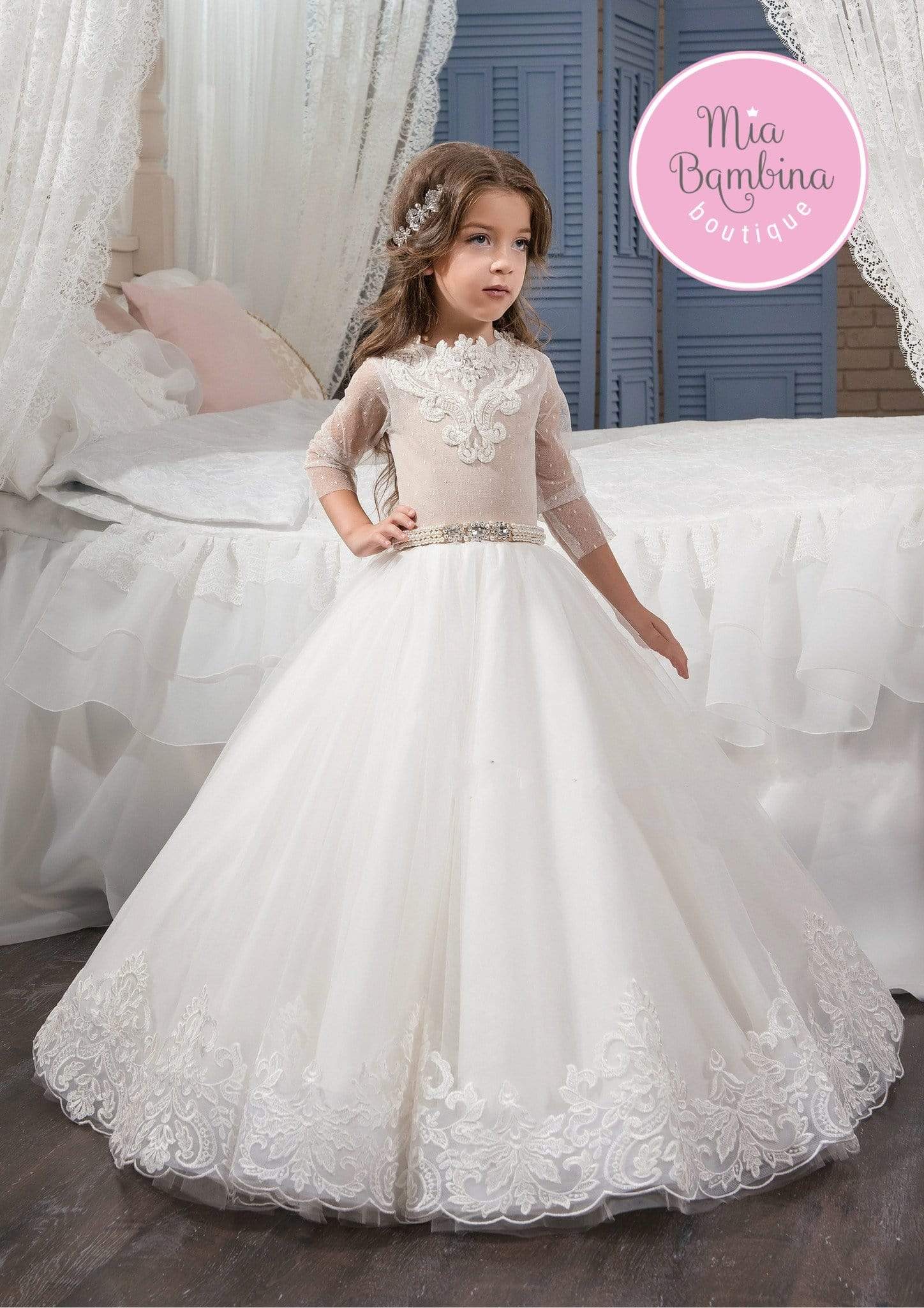Dallas Little Girl Wedding Dress Pre-order Size 9-10 / As pictured Dallas Little Girl Wedding Dress Pre-order Size 9-10 / As pictured