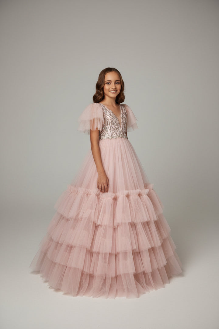 Blush Flower Girl Dress For Weddings or Graduation - Mia Bambina Boutique