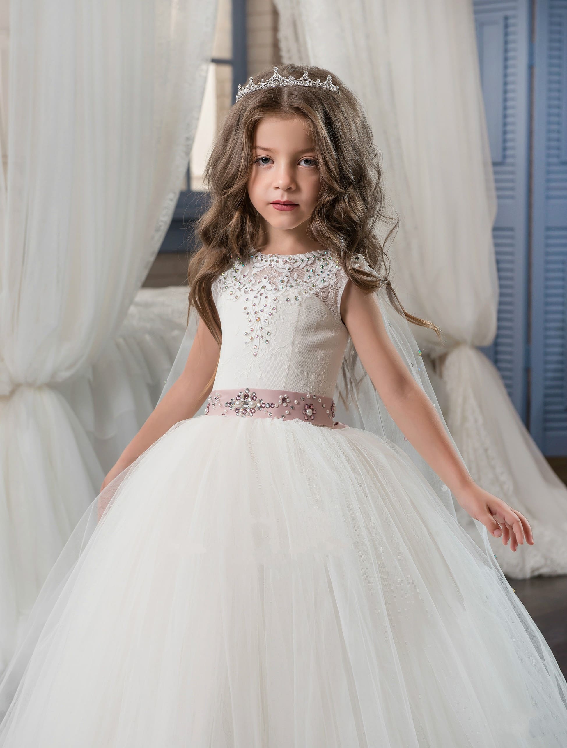 Flower Girl Dresses: Niagara Flower Girl Dress with Cape - Mia Bambina Boutique