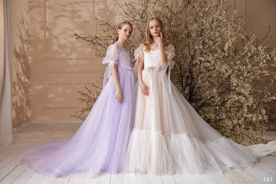 Flower Girls Tulle Dress with Bow sleeves