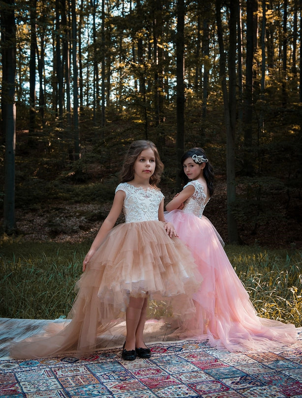 Pageant Dresses: Hollywood High-Low Flower Girl Dress - Mia Bambina Boutique