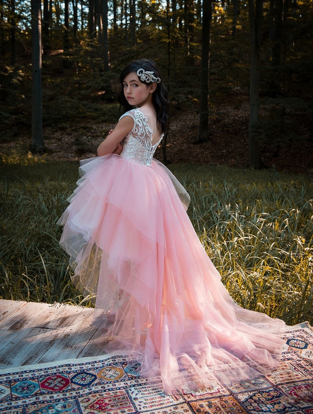 Pageant Dresses: Hollywood High-Low Flower Girl Dress - Mia Bambina Boutique