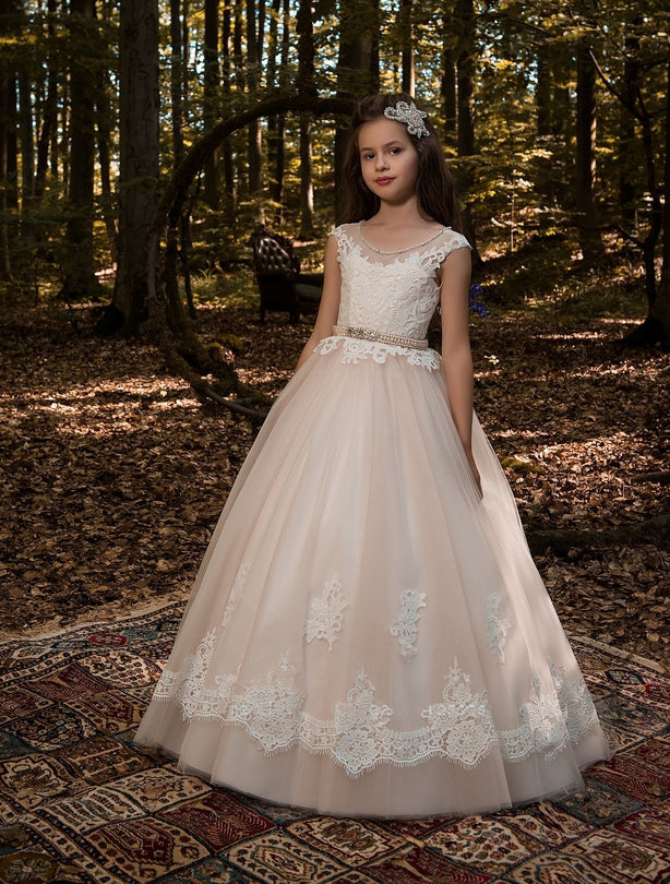 Flower Girl Dresses: Morocco Lace and Tulle Ballgown for Girls - Mia Bambina Boutique