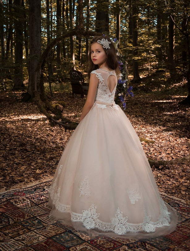 Flower Girl Dresses: Morocco Lace and Tulle Ballgown for Girls - Mia Bambina Boutique