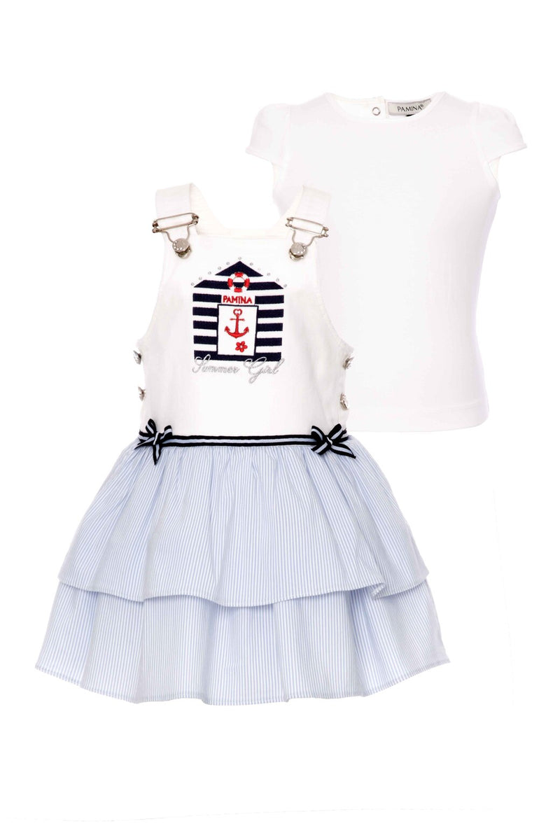Baby Girl Nautical Overall Dress Set in Sizes 9-36 months