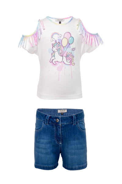 Unicorn Girls Shorts Outfit With T-shirt