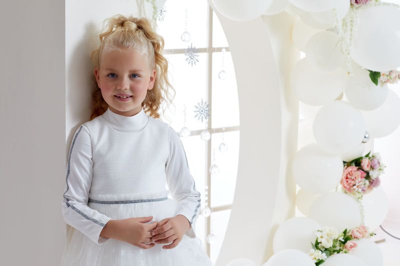 Christmas dress: 2-piece girls set with sleeveless dress and long-sleeved shirt - Mia Bambina Boutique
