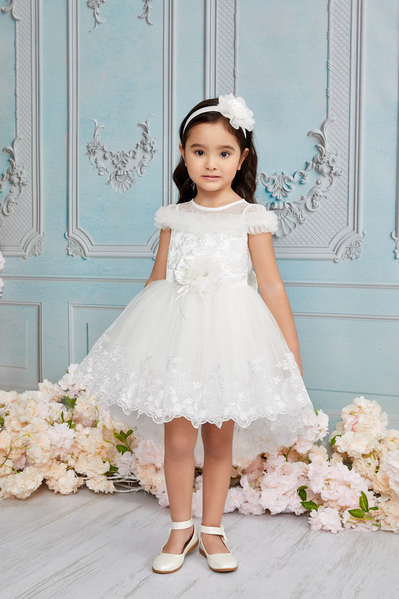 Lace High-Low Baby Dress  in Size 6-18 Months/Ivory
