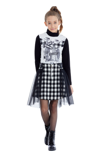Two Piece Long Sleeve and Skirt Set for teen girl