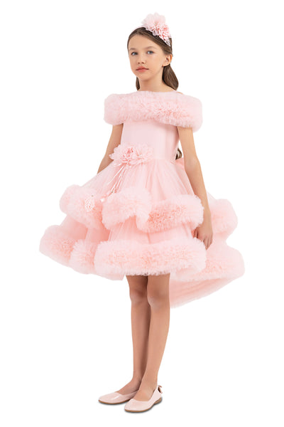 Girls Pink Ruffle Dress