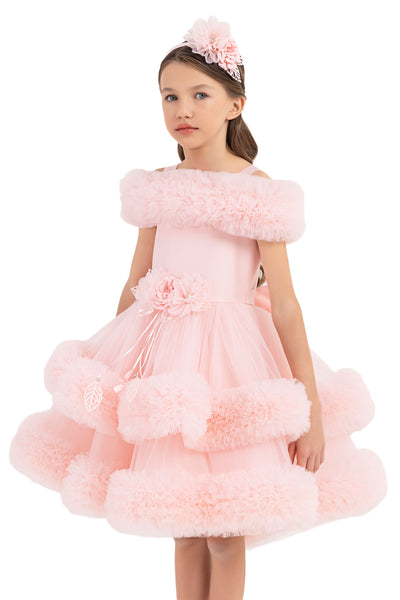 Girls Pink Ruffle Dress