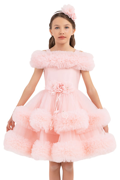 Girls Pink Ruffle Dress