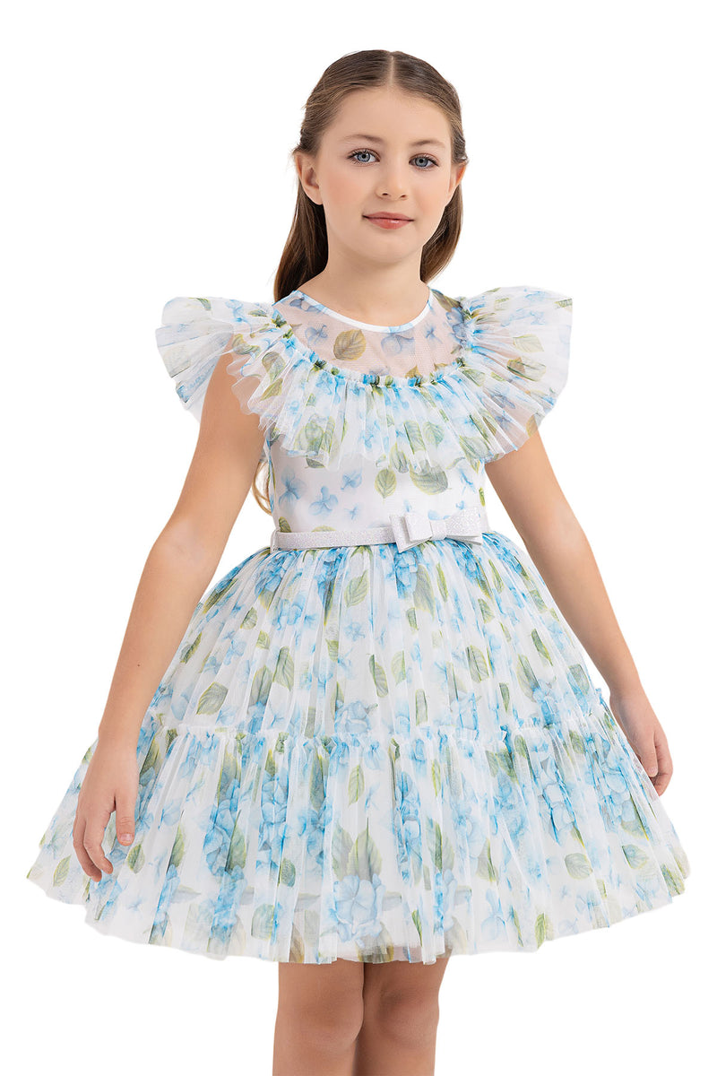 Big Girls Floral Print Summer Dress in Sizes 4T-8