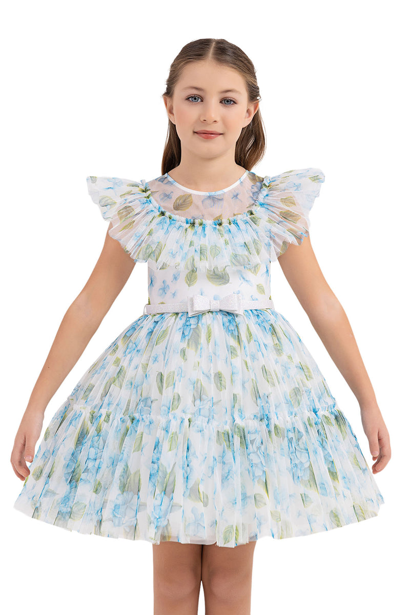 Big Girls Floral Print Summer Dress in Sizes 4T-8