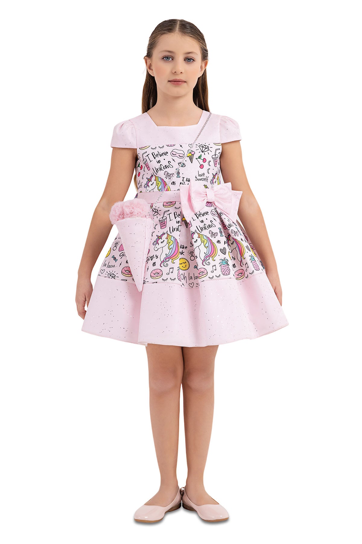 Birthday Dresses: Girls Pink Unicorn Print Summer Dress - Mia Bambina Boutique