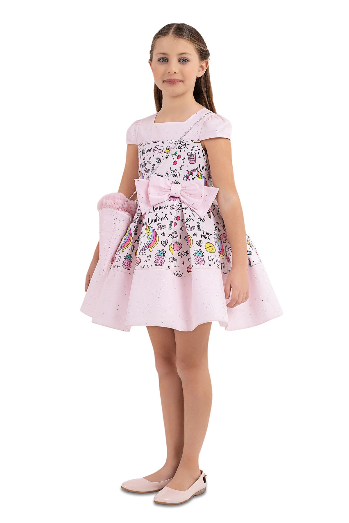 Birthday Dresses: Girls Pink Unicorn Print Summer Dress - Mia Bambina Boutique