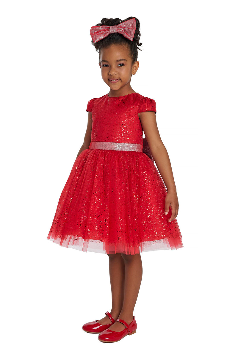 Red Glitter Holiday Dress for Girls