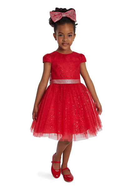 Red Glitter Holiday Dress for Girls