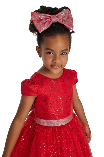 Red Glitter Holiday Dress for Girls