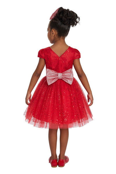 Red Glitter Holiday Dress for Girls