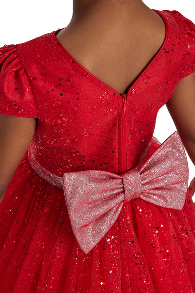 Red Glitter Holiday Dress for Girls