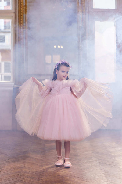 Pink Tulle Dress with Detchable train