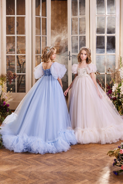 Flower Girl Dresses: Aurora Tulle Event Dress for girls - Mia Bambina Boutique