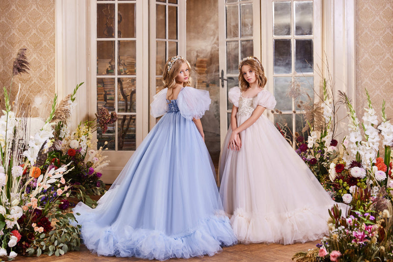 Flower Girl Dresses: Aurora Tulle Event Dress for girls - Mia Bambina Boutique