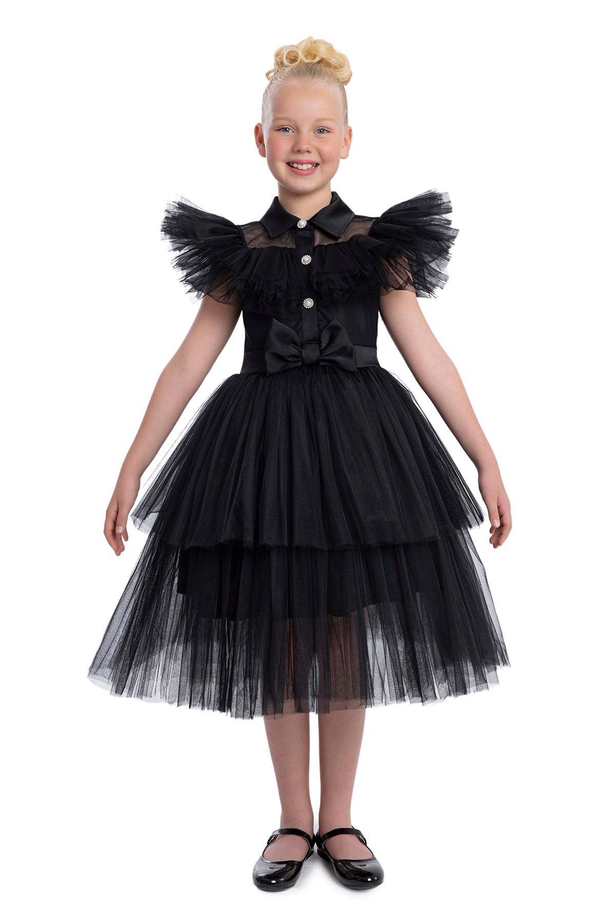 Christmas dress: Wednesday Inspired Girls Black Dress - Mia Bambina Boutique