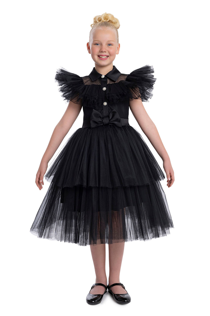 wednesday black dress Wednesday Inspired Girls Black Dress 11 Years / Black