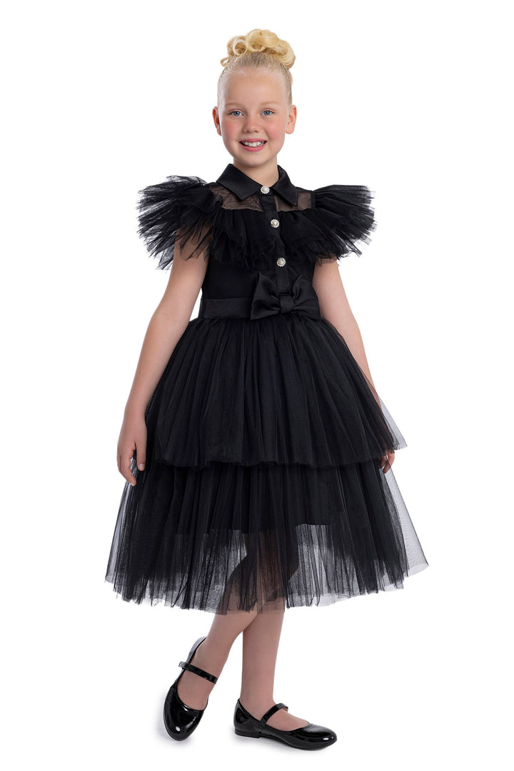 Christmas dress: Wednesday Inspired Girls Black Dress - Mia Bambina Boutique