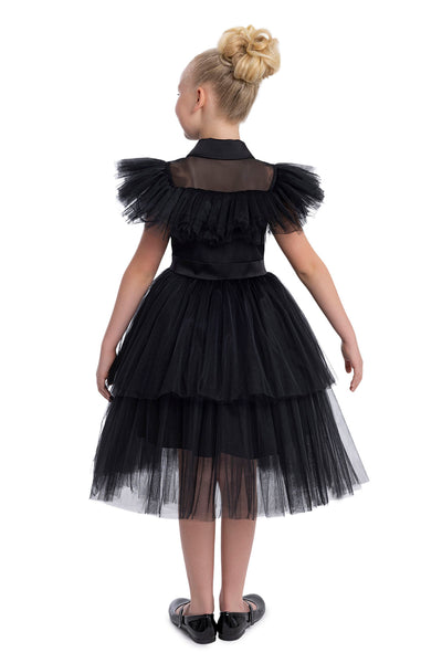 Wednesday Inspired Girls Black Dress
