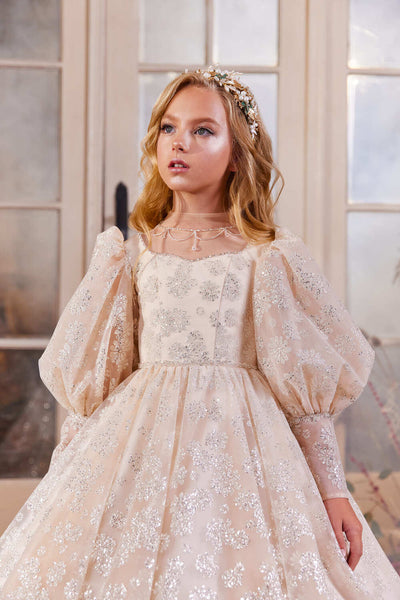 Little Girls Tulle Ball Gown with a Bow Detail