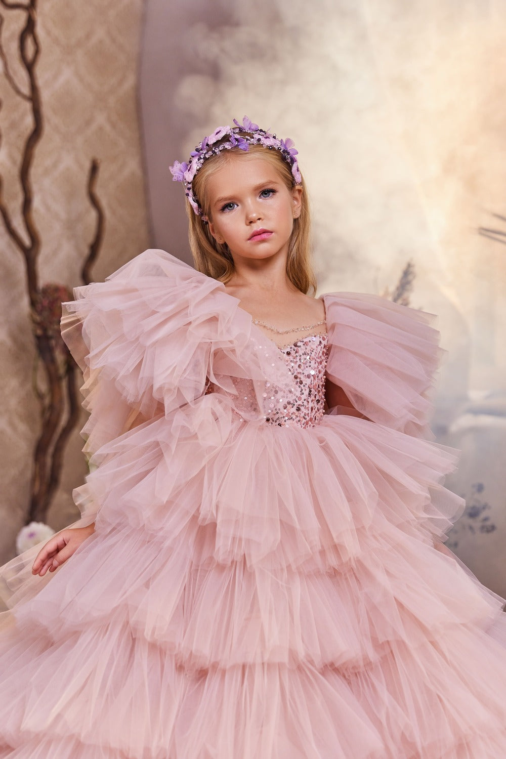 Pageant Dresses: Tiered Fluffy Flowergirl Dress - Mia Bambina Boutique