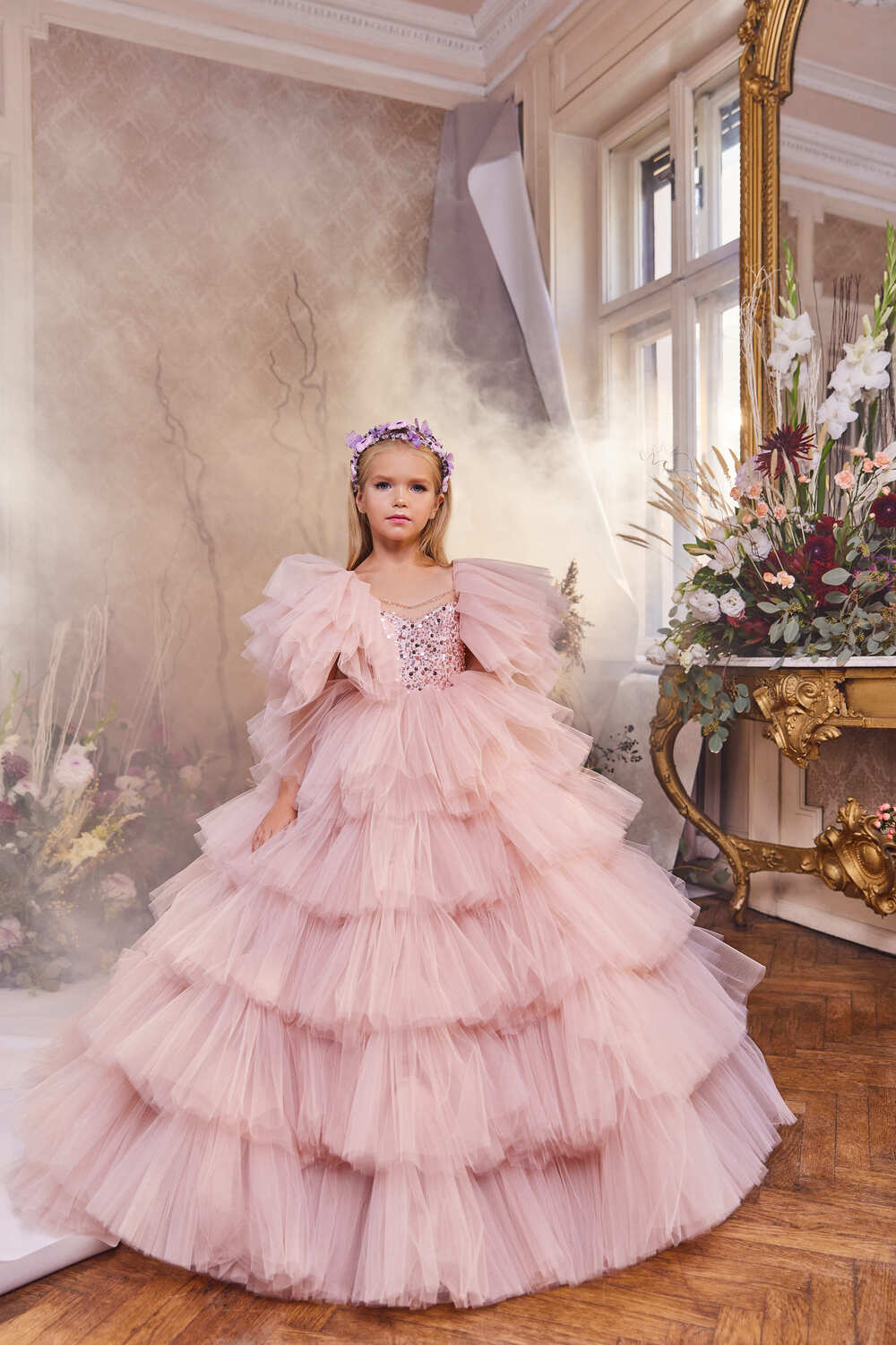 Pageant Dresses: Tiered Fluffy Flowergirl Dress - Mia Bambina Boutique
