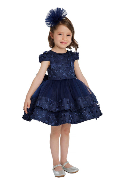 Christmas dress: Navy Blue Dress for Baby Girl - Mia Bambina Boutique