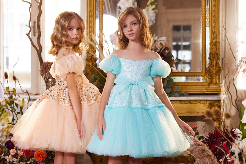 Classy Girls Rhinestone Ruffled Tulle Dress