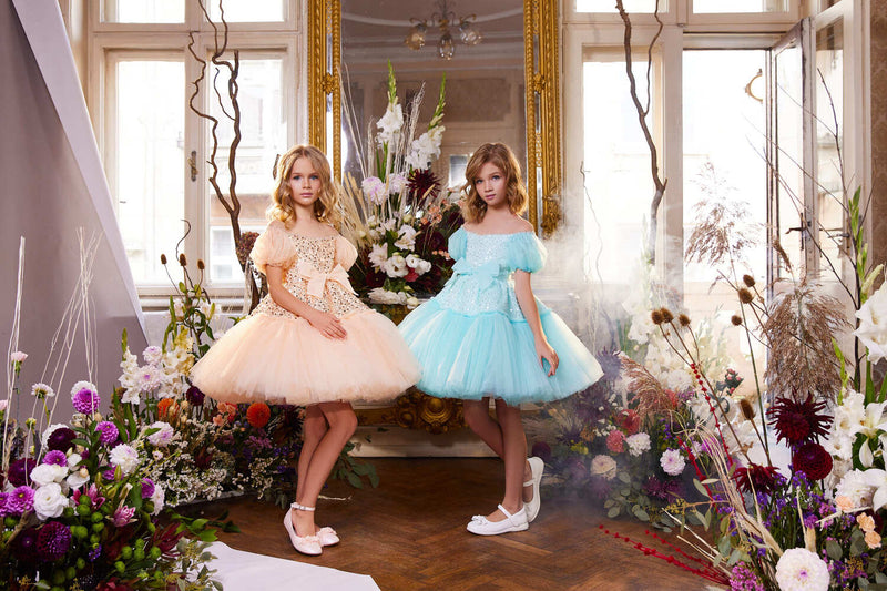 Classy Girls Rhinestone Ruffled Tulle Dress